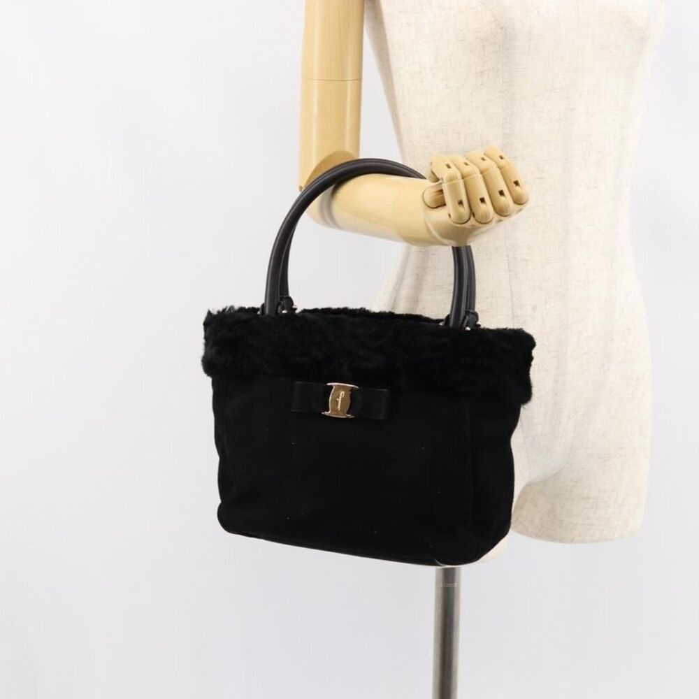 Salvatore Ferragamo Vala Suede Black Suede Handbag - Picture 14 of 16